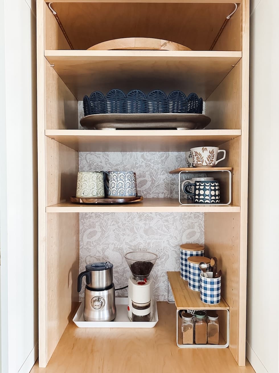 Cover Image for My Coffee Cabinet Makeover (Removable Wallpaper, Berkey Water Filter Storage and Organization)